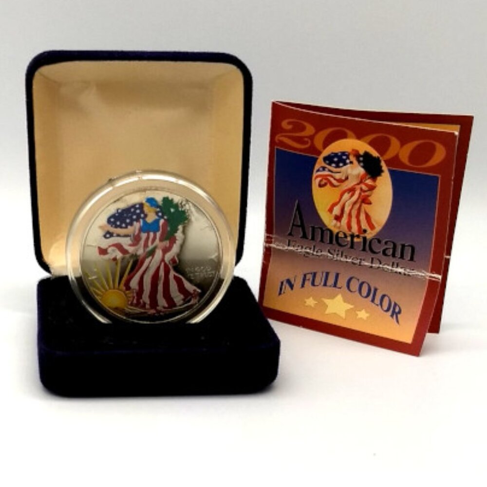 Y2K Colorized Silver Eagle Dollar (Millennium Eagle) - American Historic Society